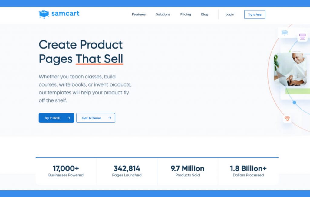 SamCart homepage